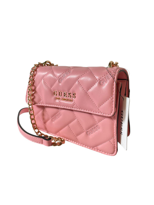 Bolsa Clutch GUESS Acolchada Rosa o Negra con Cadena Dorada – Estilo y Glamour Compacto